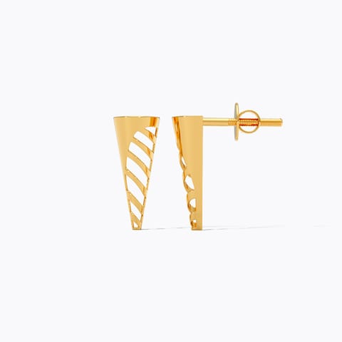 Sloping Lines 22KT Gold Stud Earrings